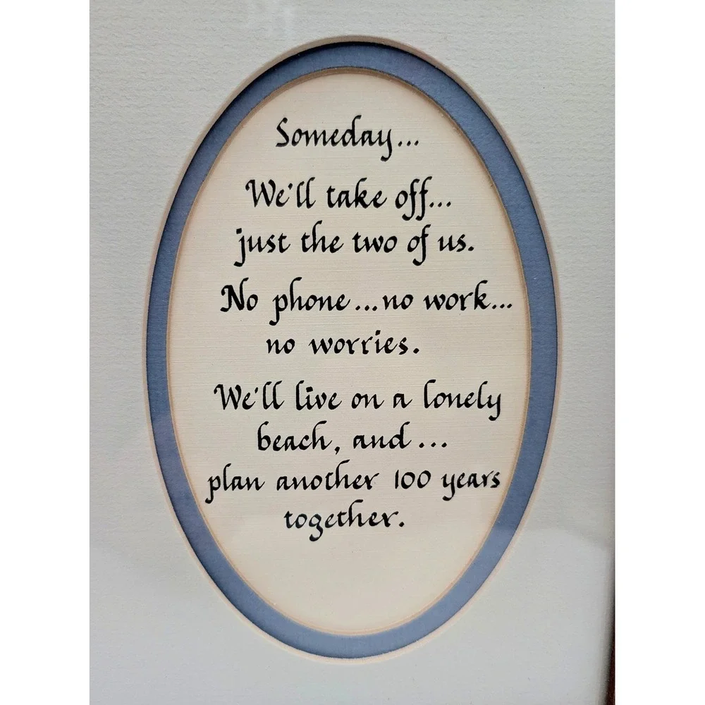 Framed Beach Photo Calligraphy Poem Wall Art